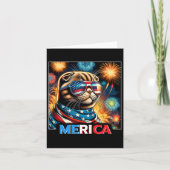 Fireworks Patriotic Scottish Fold Cat Merica Karte (Vorderseite)