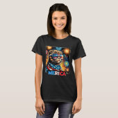 Fireworks Patriotic Scottish Fold Cat Merica T-Shirt (Vorne ganz)