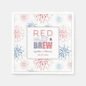Fireworks Red White Brew Coups Polterabend Serviette (Vorderseite)