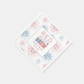 Fireworks Red White Brew Coups Polterabend Serviette (Ecke)