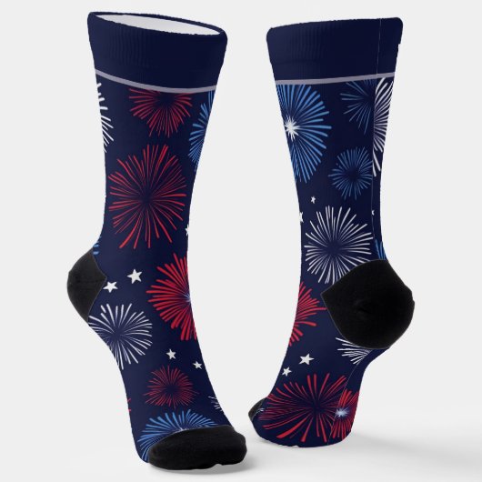 Fireworks Red White und Blue 4. Juli Socken (Gewinkelt)