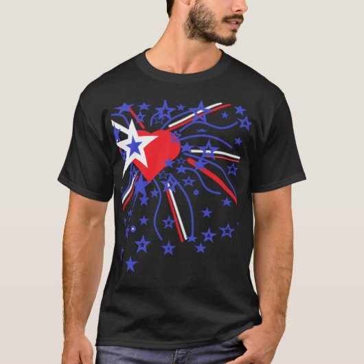 Fireworks Red White und Blue T-Shirt (Vorderseite)