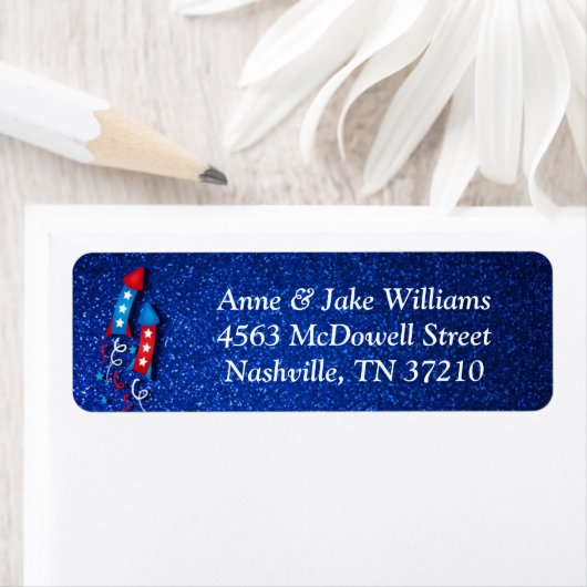 Fireworks Rocket 4. Juli Address Labels (Insitu)