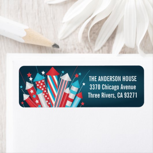 Fireworks Rockets 4. Juli Address Labels (Insitu)