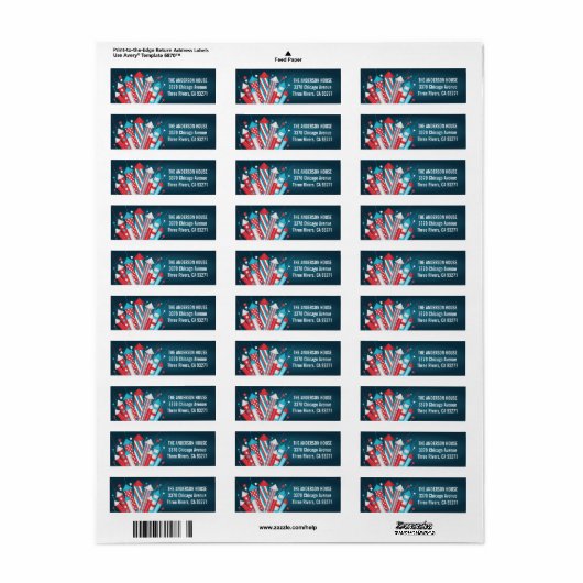 Fireworks Rockets 4. Juli Address Labels (Vorne)