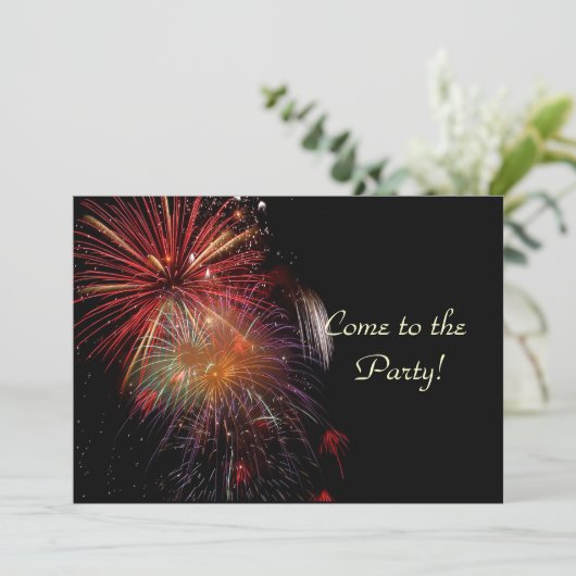 Fireworks Silvester Party Einladung Cards (Stehend Vorderseite)
