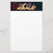 Fireworks Sparkling Happy New Year 2026 Briefpapier (Vorderseite)