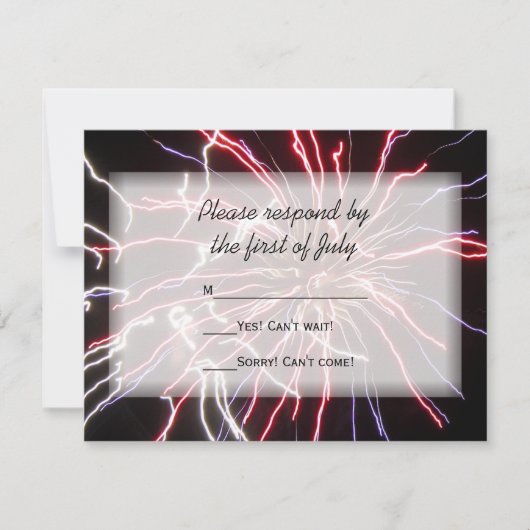 Fireworks Summer Wedding RSVP Response Card Karte (Vorderseite)