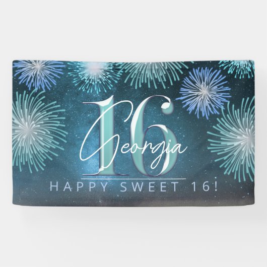 Fireworks Sweet 16 Aquamarin ID984 Banner (Horizontal)