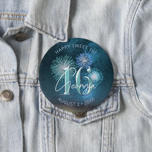 Fireworks Sweet 16 Aquamarin ID984 Button (Beispiel)