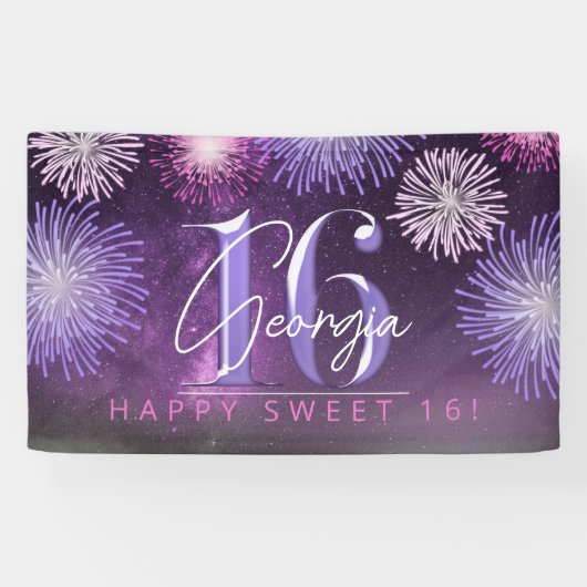 Fireworks Sweet 16 Lila ID984 Banner (Horizontal)