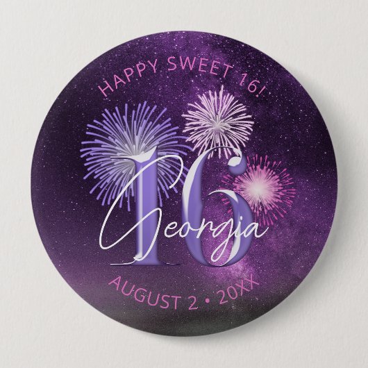 Fireworks Sweet 16 Lila ID984 Button (Vorderseite)