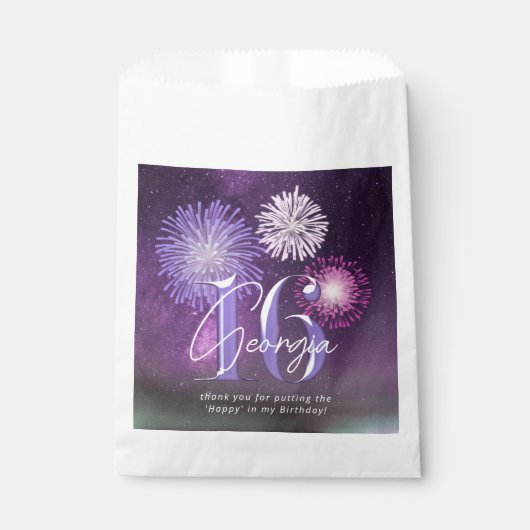 Fireworks Sweet 16 Lila ID984 Geschenktütchen (Vorderseite)