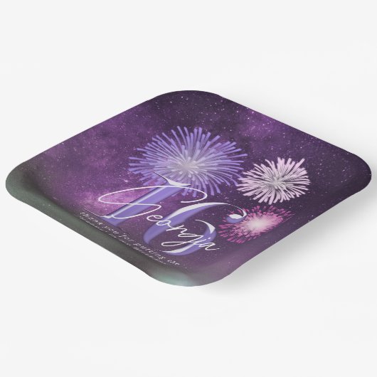 Fireworks Sweet 16 Lila ID984 Pappteller (Gewinkelt)