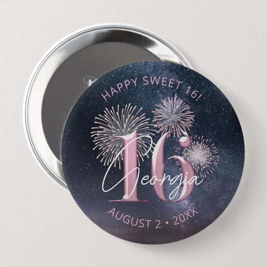 Fireworks Sweet 16 Midnight Blush ID984 Button (Vorne & Hinten)