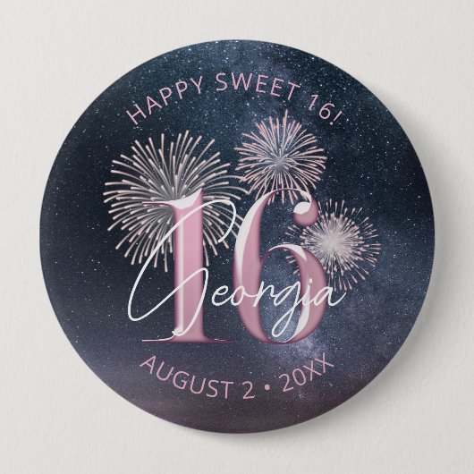 Fireworks Sweet 16 Midnight Blush ID984 Button (Vorderseite)