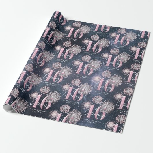 Fireworks Sweet 16 Midnight Blush ID984 Geschenkpapier (Ungerollt)