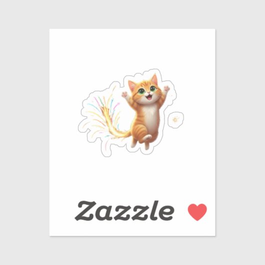 Fireworks Tail Cat Jumping Feline New Year Sparkle Aufkleber (Blatt)