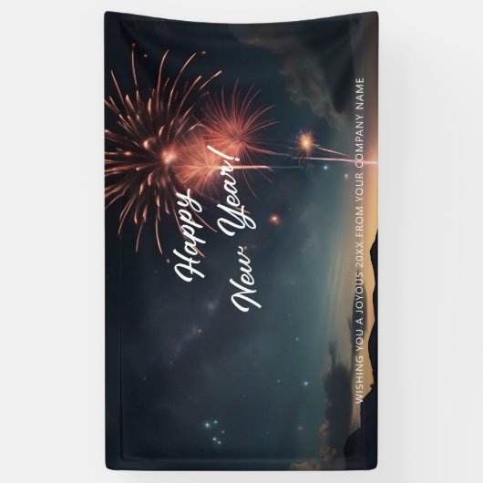 Fireworks Thema Skript Caligraphy Happy Neues Jahr Banner (Vertikal)