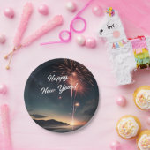 Fireworks Thema Skript Caligraphy Happy Neues Jahr Pappteller (Party)