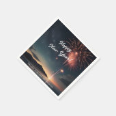 Fireworks Thema Skript Caligraphy Happy Neues Jahr Serviette (Ecke)