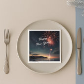 Fireworks Thema Skript Caligraphy Happy Neues Jahr Serviette