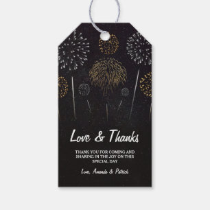 Fireworks Themed Black Gold Wedding Danke Tags Geschenkanhänger