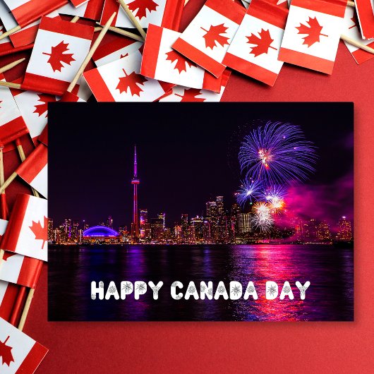 Fireworks Toronto Skyline Happy Canada Day Karte
