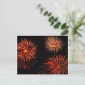 Fireworks-Trio gegen schwarze Himmelskarte Postkarte (Stehend Vorderseite)