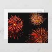 Fireworks-Trio gegen schwarze Himmelskarte Postkarte (Vorne/Hinten)