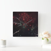 Fireworks-Uhr Quadratische Wanduhr (Zuhause)