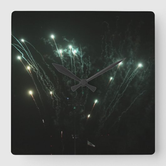 Fireworks-Uhr Quadratische Wanduhr (Vorderseite)