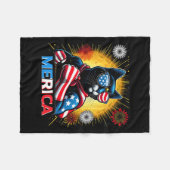 Fireworks Us Flag Patriotic Black Cat Fleecedecke (Vorderseite (Horizontal))