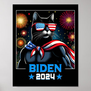 Fireworks US Präsident Biden 2024 Black Cat Poster