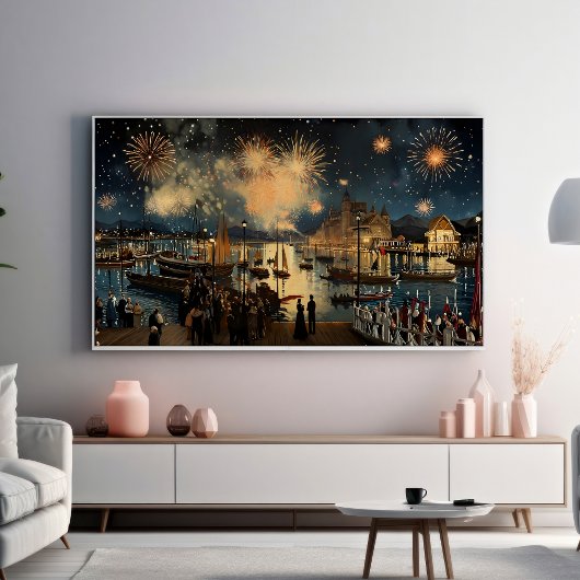 Fireworks Waterfront Print | Samsung Frame TV Art Poster