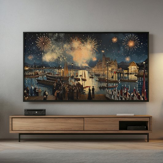 Fireworks Waterfront Print | Samsung Frame TV Art Poster
