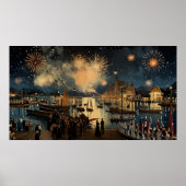Fireworks Waterfront Print | Samsung Frame TV Art Poster (Vorne)