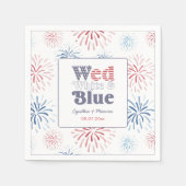 Fireworks Wed White Blue Co-Ed Polterabend Serviette (Vorderseite)