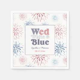 Fireworks Wed White Blue Co-Ed Polterabend Serviette