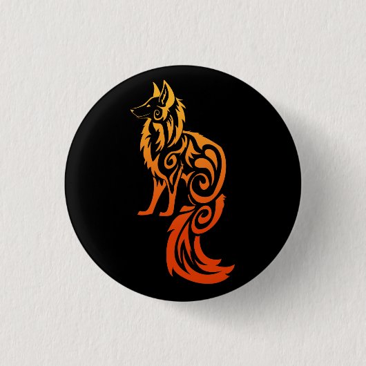 Firey roter Stammes- Fox Kitsune Button (Vorderseite)