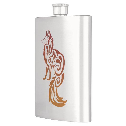 Firey roter Stammes- Fox Kitsune Flachmann (Links)