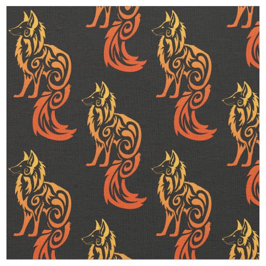 Firey roter Stammes- Fox Kitsune Stoff (Nahaufnahme)