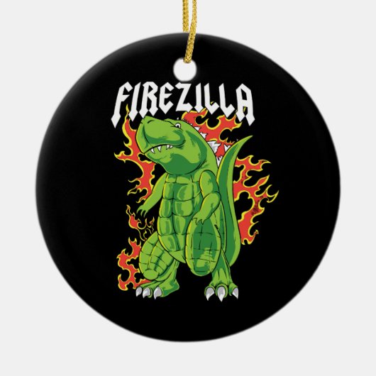 Firezilla Green and Fire Monster Keramik Ornament (Vorne)