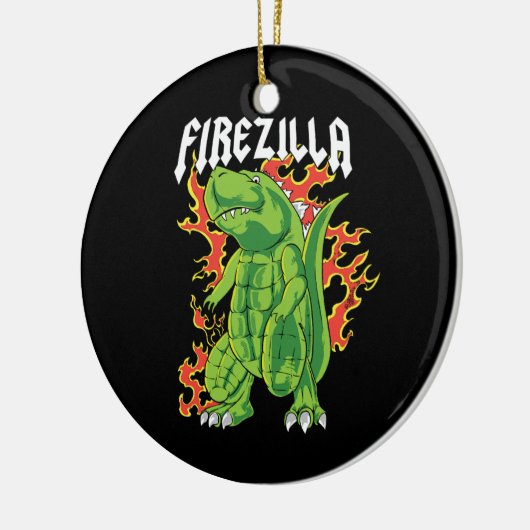 Firezilla Green and Fire Monster Keramik Ornament (Links)