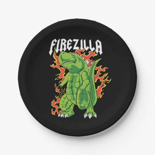 Firezilla Green and Fire Monster Pappteller (Vorderseite)