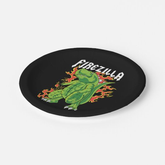 Firezilla Green and Fire Monster Pappteller (Schrägansicht)