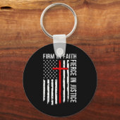 Firm In Faith Fierce In Justice Usa Flag Christian Schlüsselanhänger (Vorderseite)