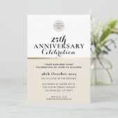 FIRMA ANNIVERSARY elegantes schwarzes Elfenbeingol Einladung (Stehend Vorderseite)