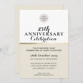 FIRMA ANNIVERSARY elegantes schwarzes Elfenbeingol Einladung (Vorne/Hinten)