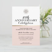 FIRMA ANNIVERSARY elegantes schwarzes Rosa Gold Einladung (Stehend Vorderseite)